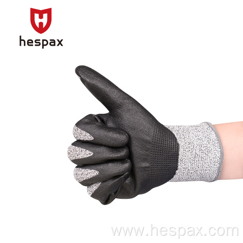 Hespax High Abrasion Work Gloves Anti-cut PU Coated